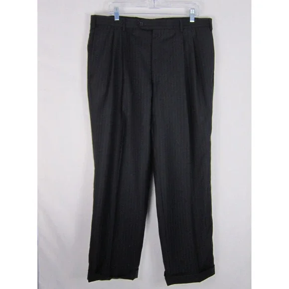 Jos A Bank 44R 39x30 Black Check Gordon 100% Wool Mens Jacket Pants Suit - Picture 16 of 16